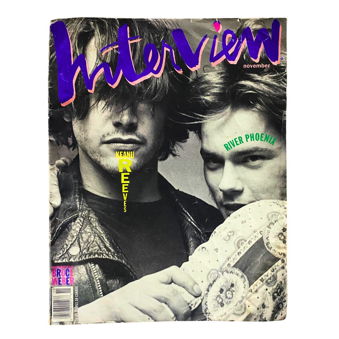 Cover of Interview Magazine, November 1991, featuring Keanu Reeves and River Phoenix