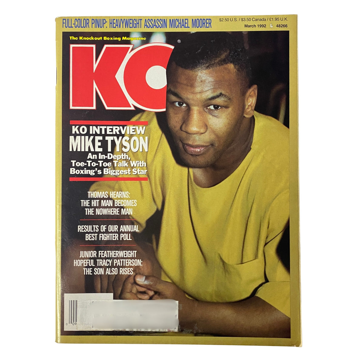 KO Boxing Magazine March 1992 featuring an in-depth interview with Mike Tyson on the cover, highlighting significant boxing stories and rankings of the era.