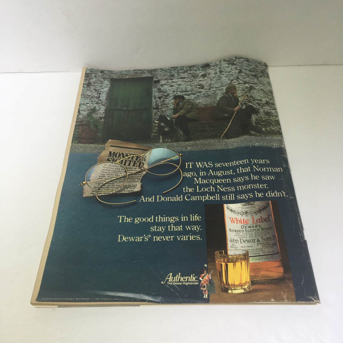 Back cover of the Life Magazine issue, featuring an advertisement detailing Dewar's White Label Scotch Whisky.
