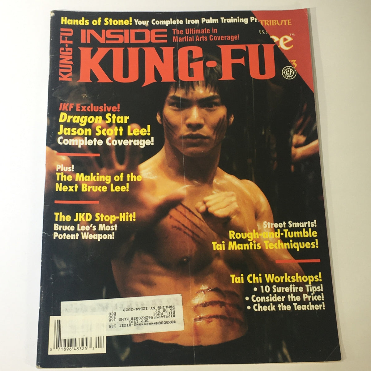 Cover of Inside Kung Fu Magazine December 1992 featuring Jason Scott Lee, highlighting martial arts topics and Tai Chi workshops. A must-have collectible for enthusiasts.