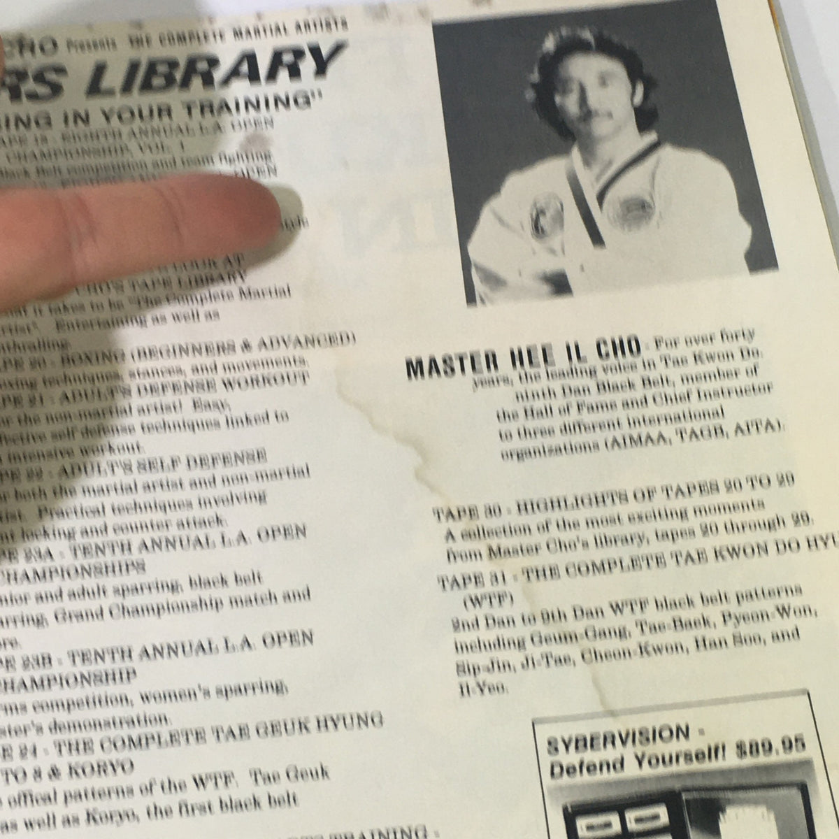 Black Belt Yearbook March 1991, featuring Master Hee Il Cho's biography and information on martial arts training programs.