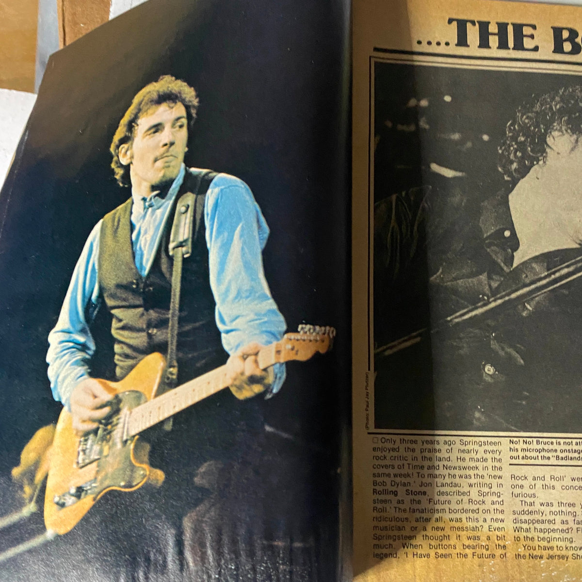 Image from VTG Hard Rock Magazine January 1979 featuring Bruce Springsteen performing live, capturing the essence of rock music during the 1970s.