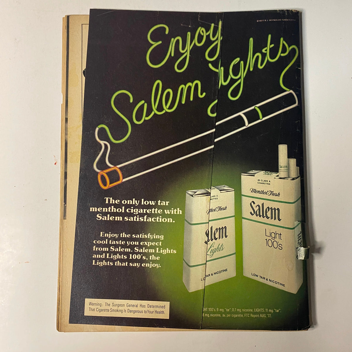 Back cover of Black Sports Magazine, February 1978, displaying an advertisement for Salem cigarettes, promoting their menthol products.