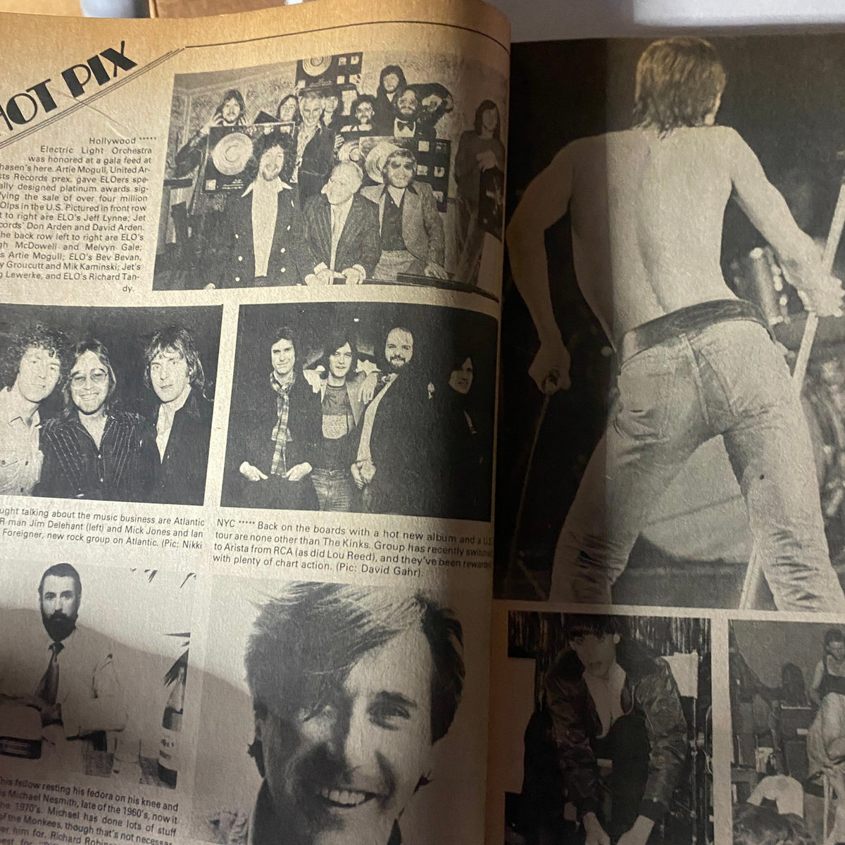 Collage of images of various rock artists in the Vintage Rock Scene Magazine July 1977, highlighting the vibrant music scene of the late 1970s.