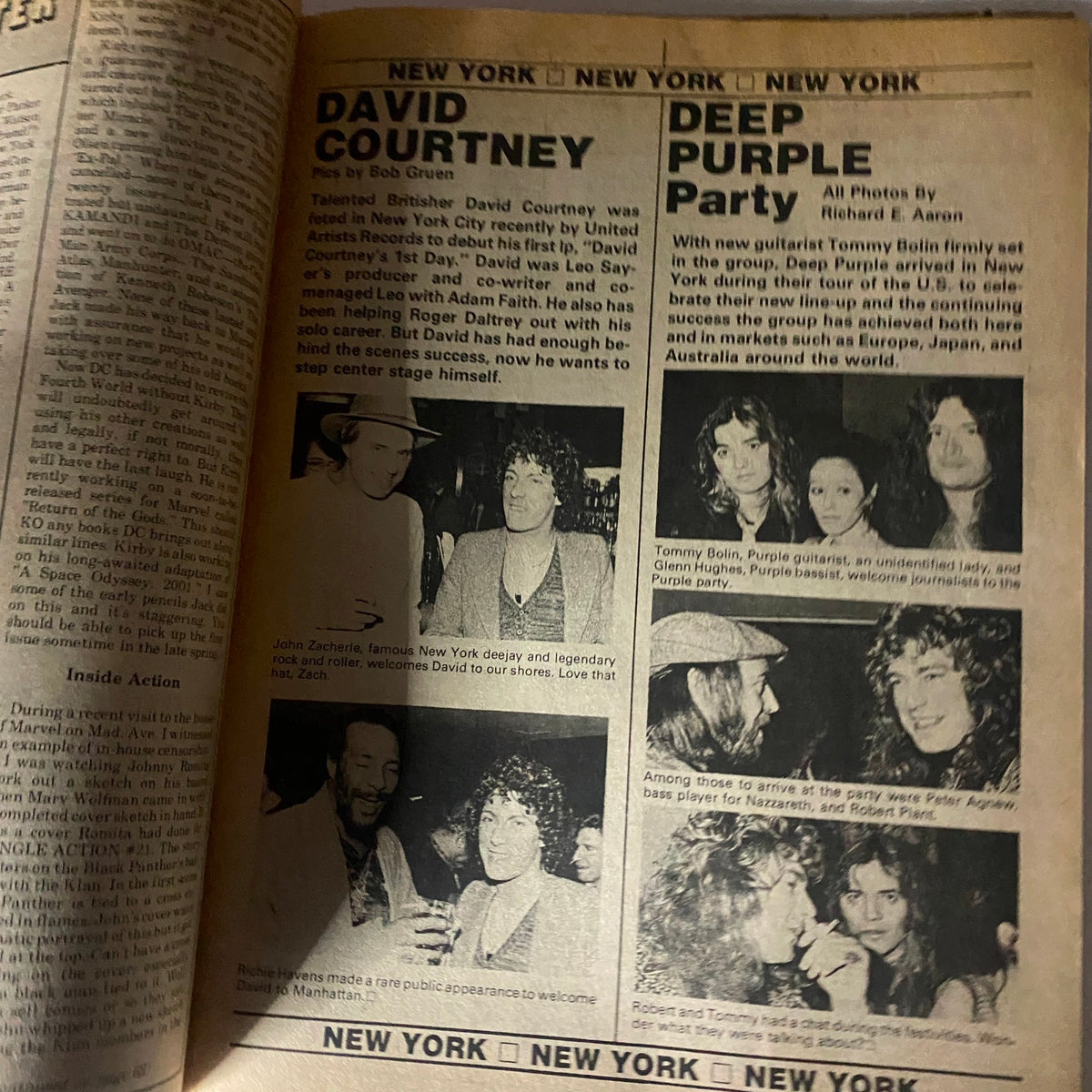 Another internal page of the VTG Rock Scene Magazine July 1976 showcasing an article about David Courtney and Deep Purple, highlighting the iconic rock scene of the 1970s.