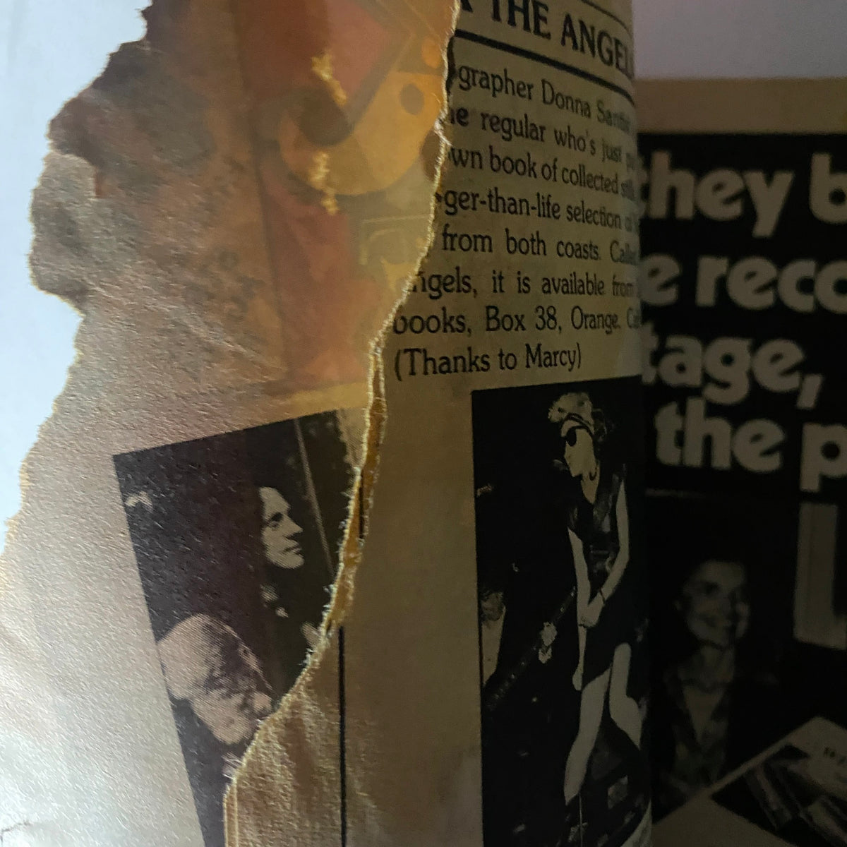 Partial interior page from the October 1978 VTG Rock Scene Magazine showcasing an article on music photography with mention of notable personalities.
