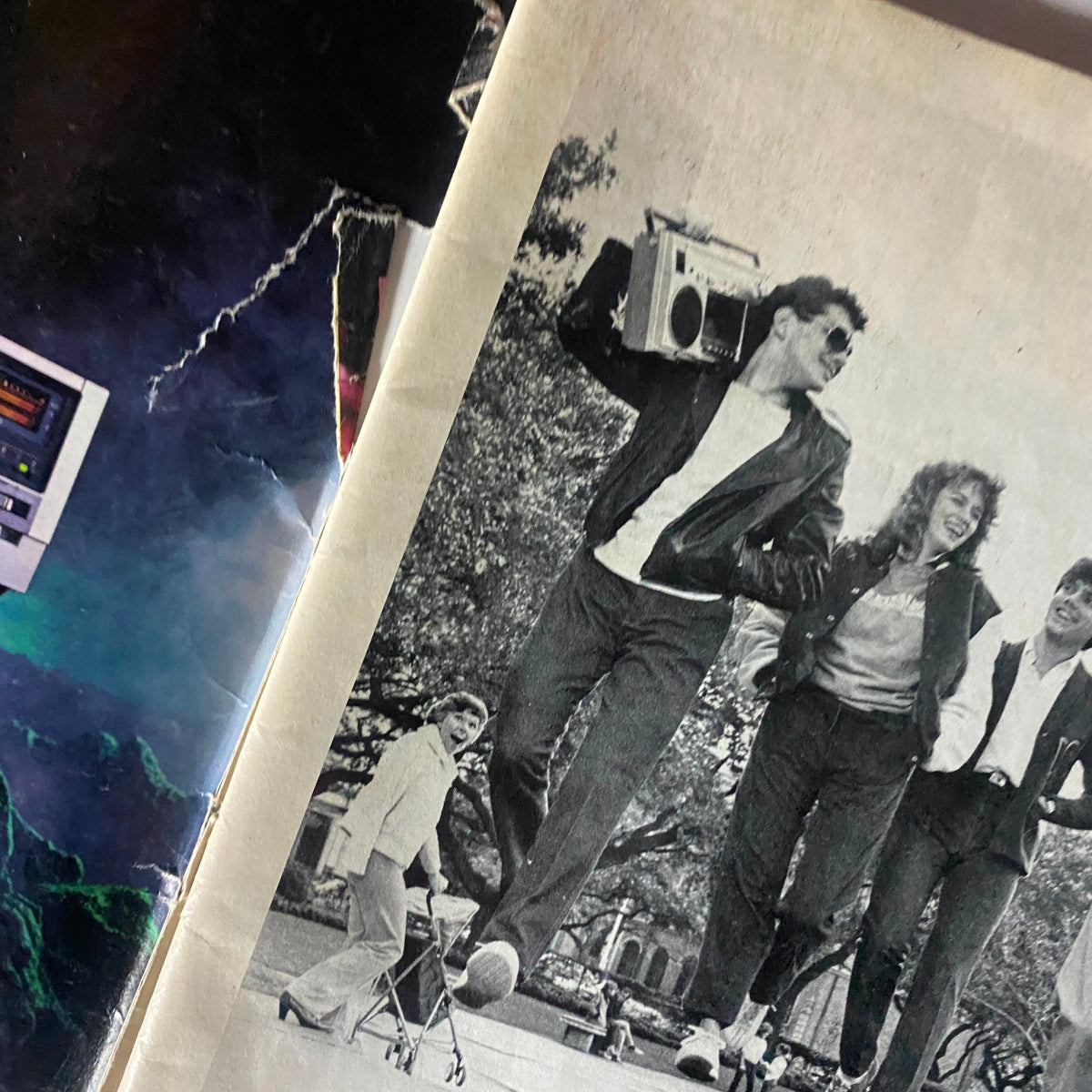 Black and white photo spread from the October 1984 Record Magazine, capturing youthful energy and nostalgia in a classic 80s setting.