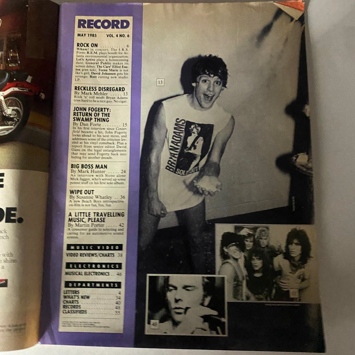 Interior page from the May 1985 issue of VTG Record Magazine with articles and photos, highlighting the vibrant music scene of the 1980s.