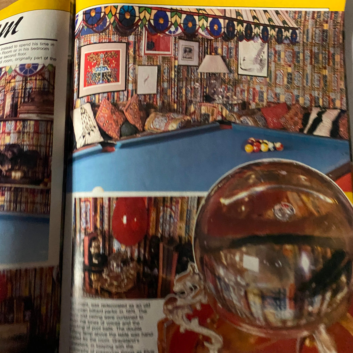 Interior image from Elvis Lives On Magazine, July 1992, depicting a colorful room reflecting Elvis's lifestyle and decor.