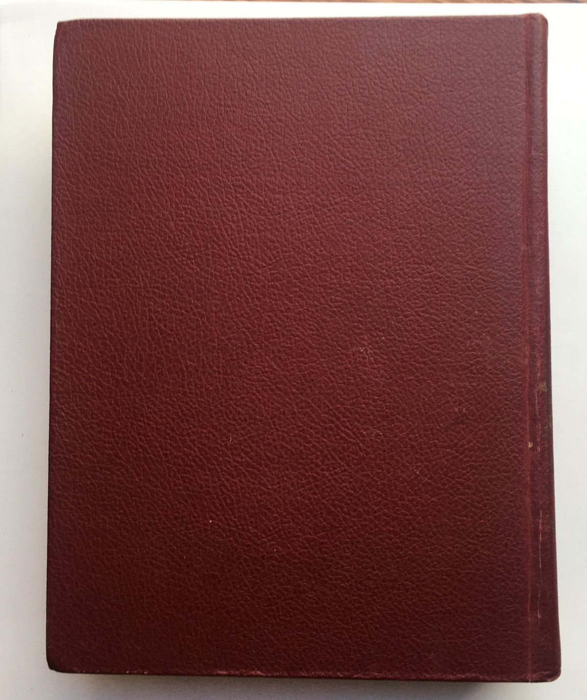 Back cover of the 1954 Woman's Day Magazine compilation, showcasing a classic burgundy leather-bound finish.