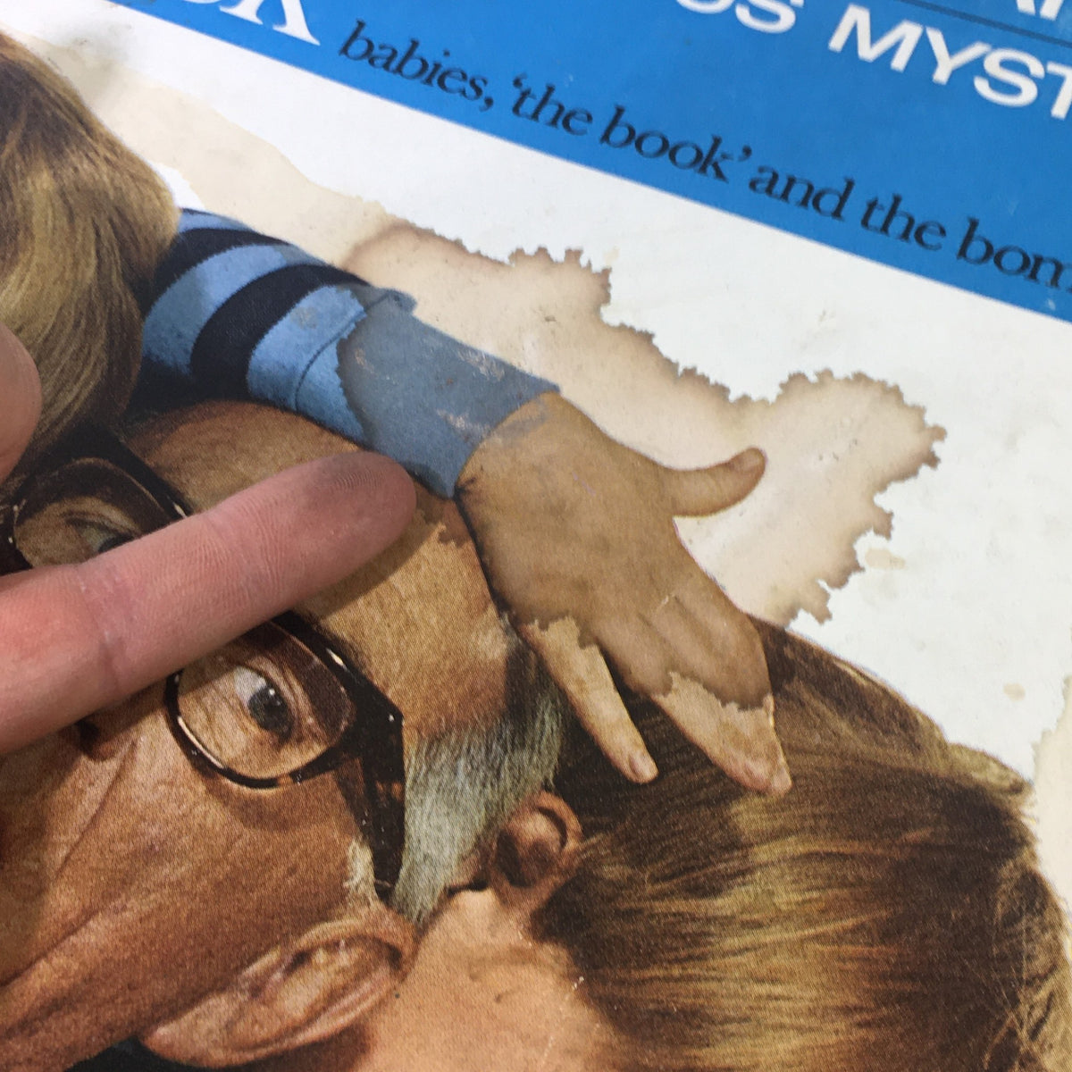 Detailed view of the corner of the Vintage The Saturday Evening Post magazine cover from May 7, 1966, indicating visible age-related damage.