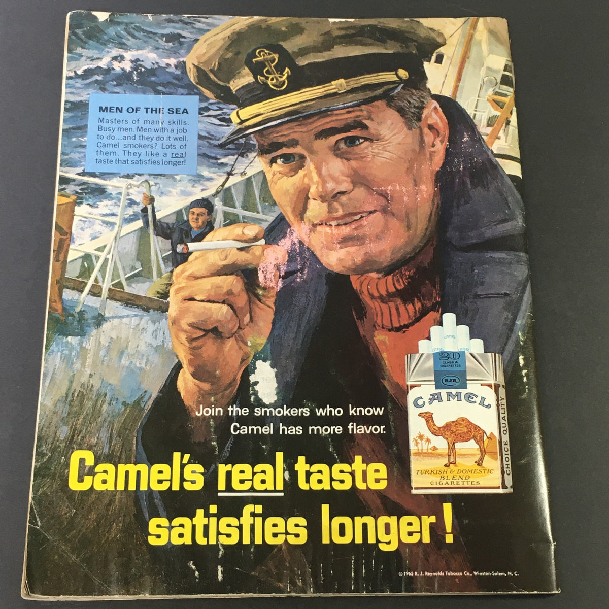 Cover of 'VTG The Saturday Evening Post May 7 1966' featuring an illustration promoting Camel cigarettes with a sailor.