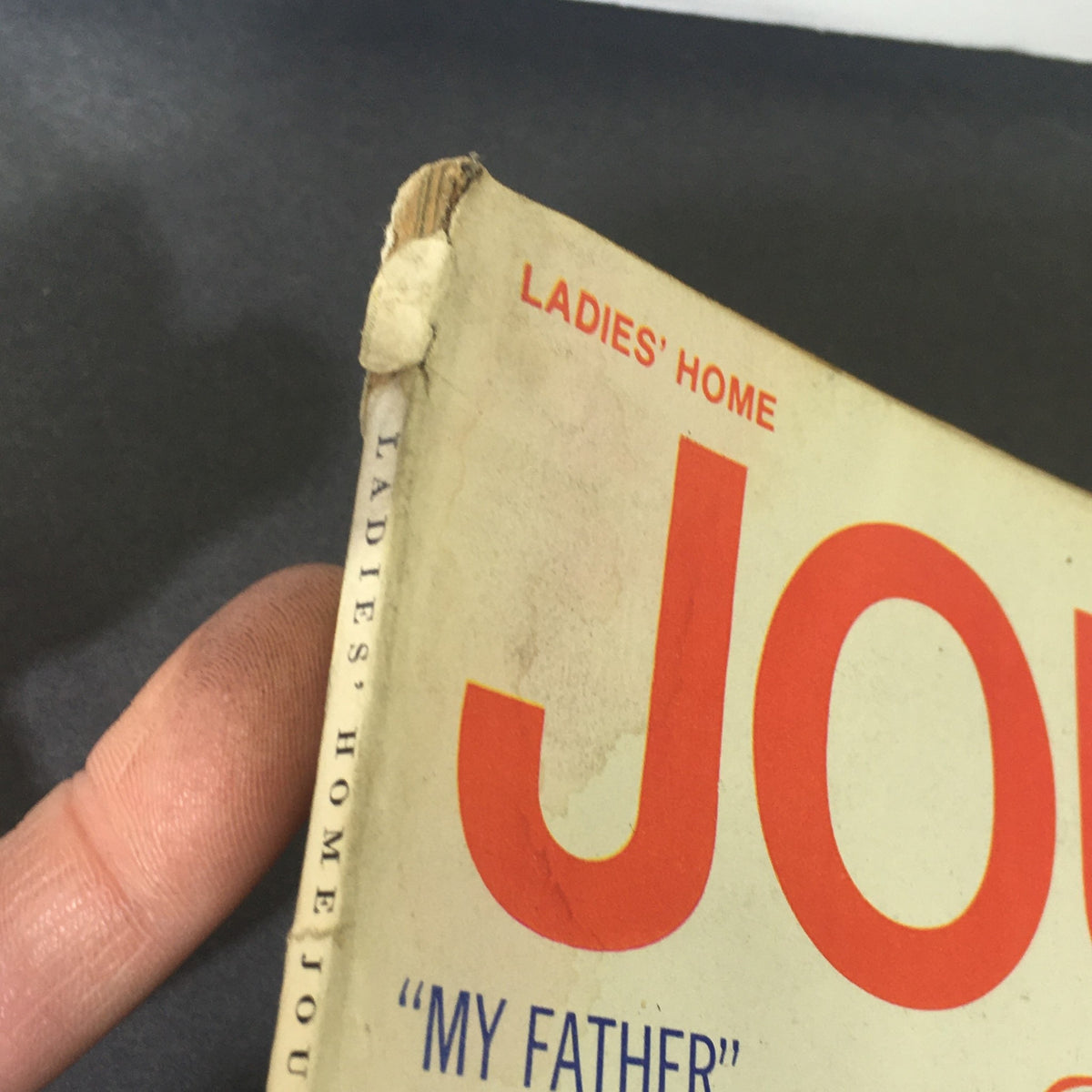 Close-up of the spine of the VTG Journal Magazine July 1972, highlighting vintage wear and condition, emphasizing its collectible nature.