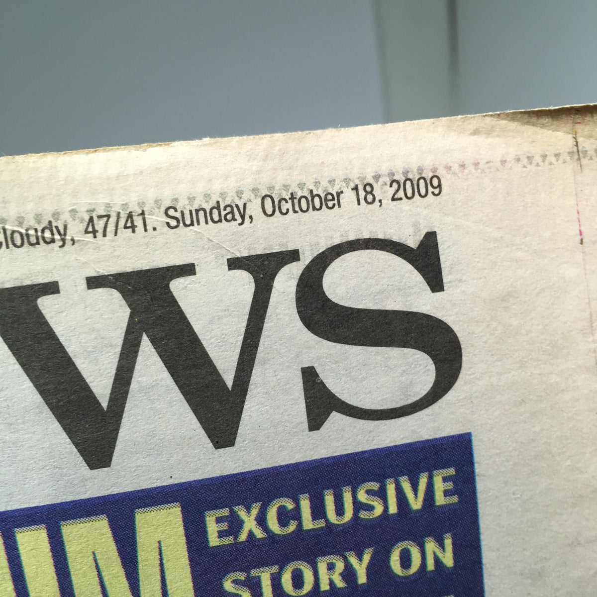 New York Daily News dated October 18, 2009, featuring the header and date of publication.