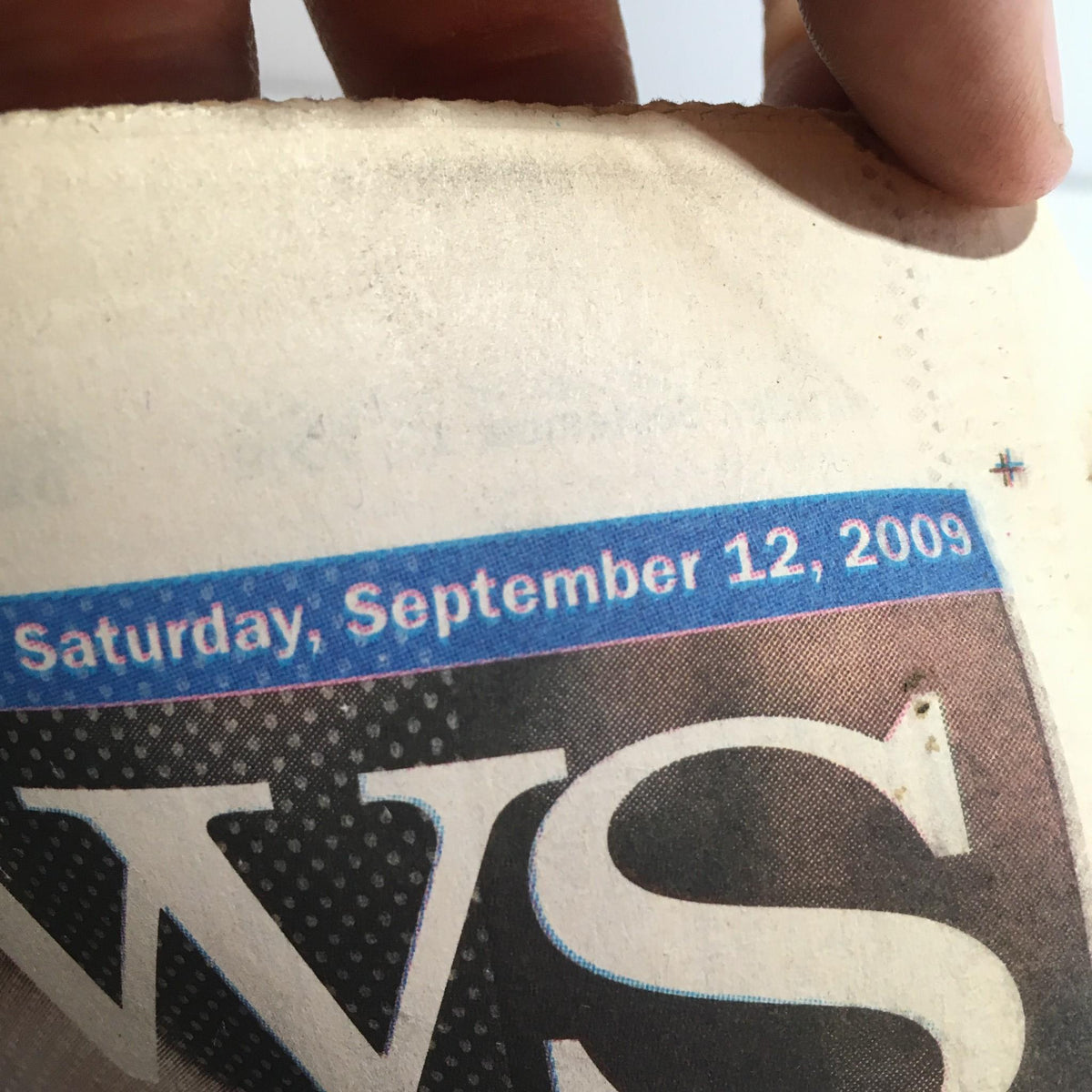 Close-up of the date on the NY Daily News, September 12, 2009, marking a significant moment in baseball history for Derek Jeter.