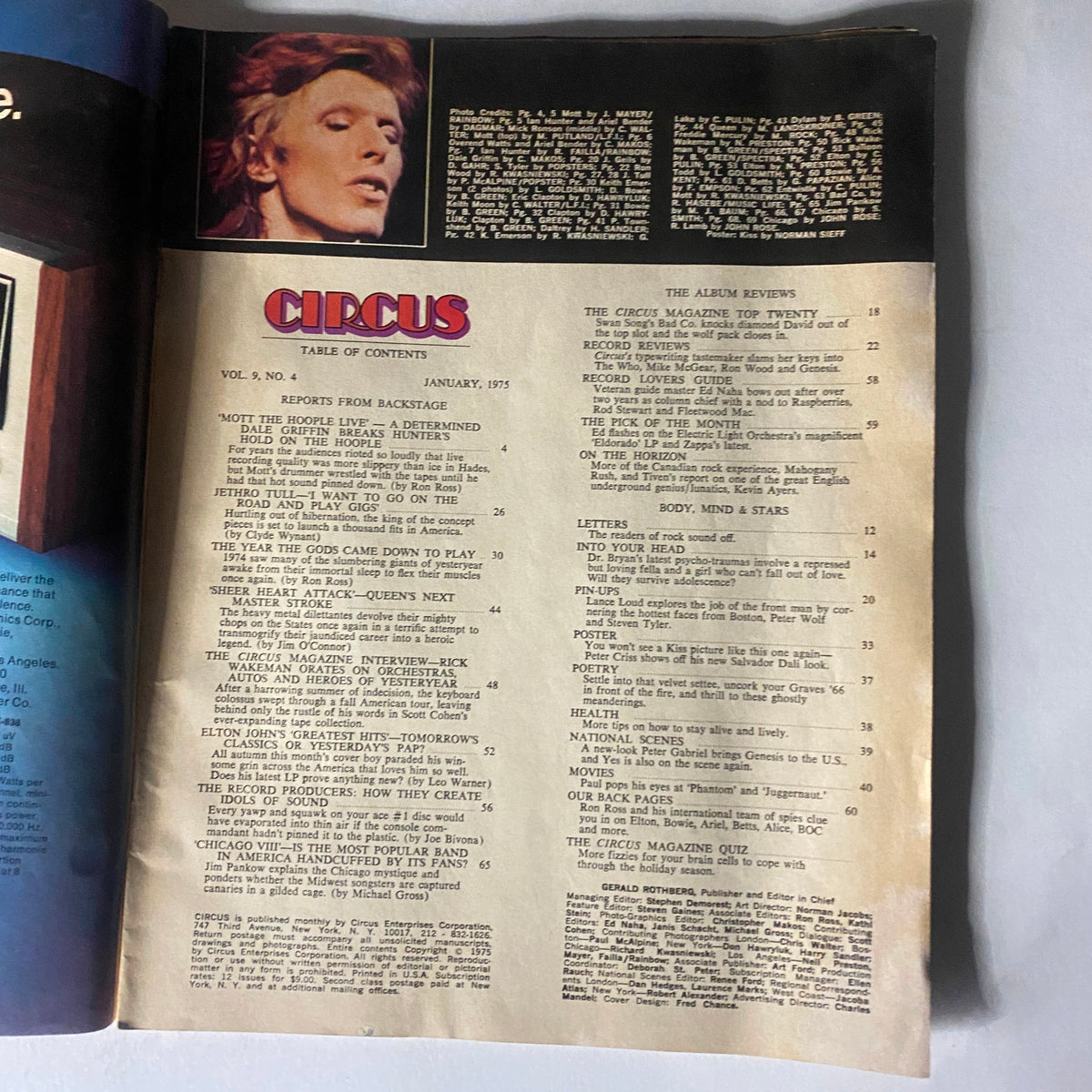 Vintage Circus Magazine January 1975 Vol 9 No. 4 Elton John No Label