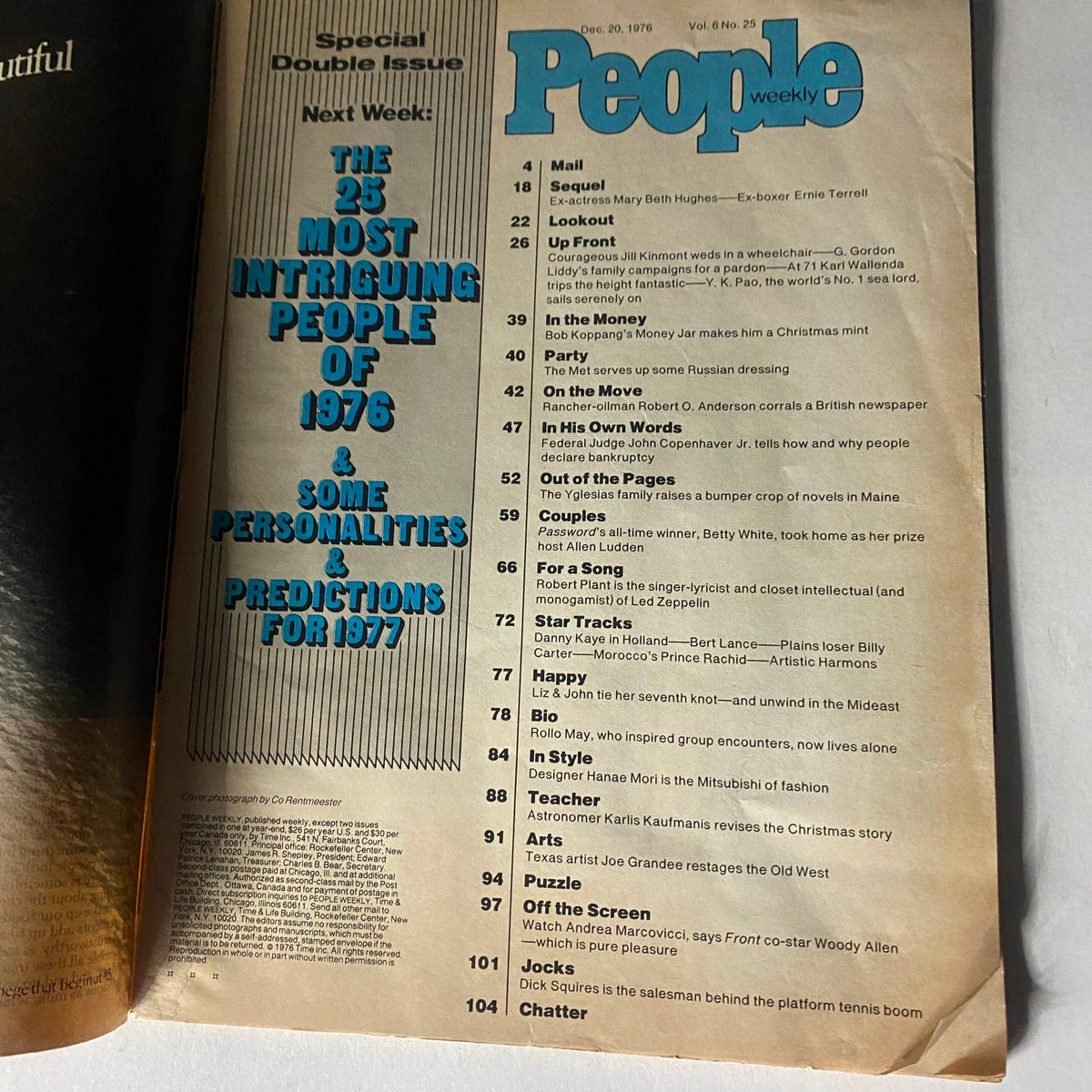 Vintage People Weekly Magazine December 20 1976 Led Zeppelin GD Interior No Label