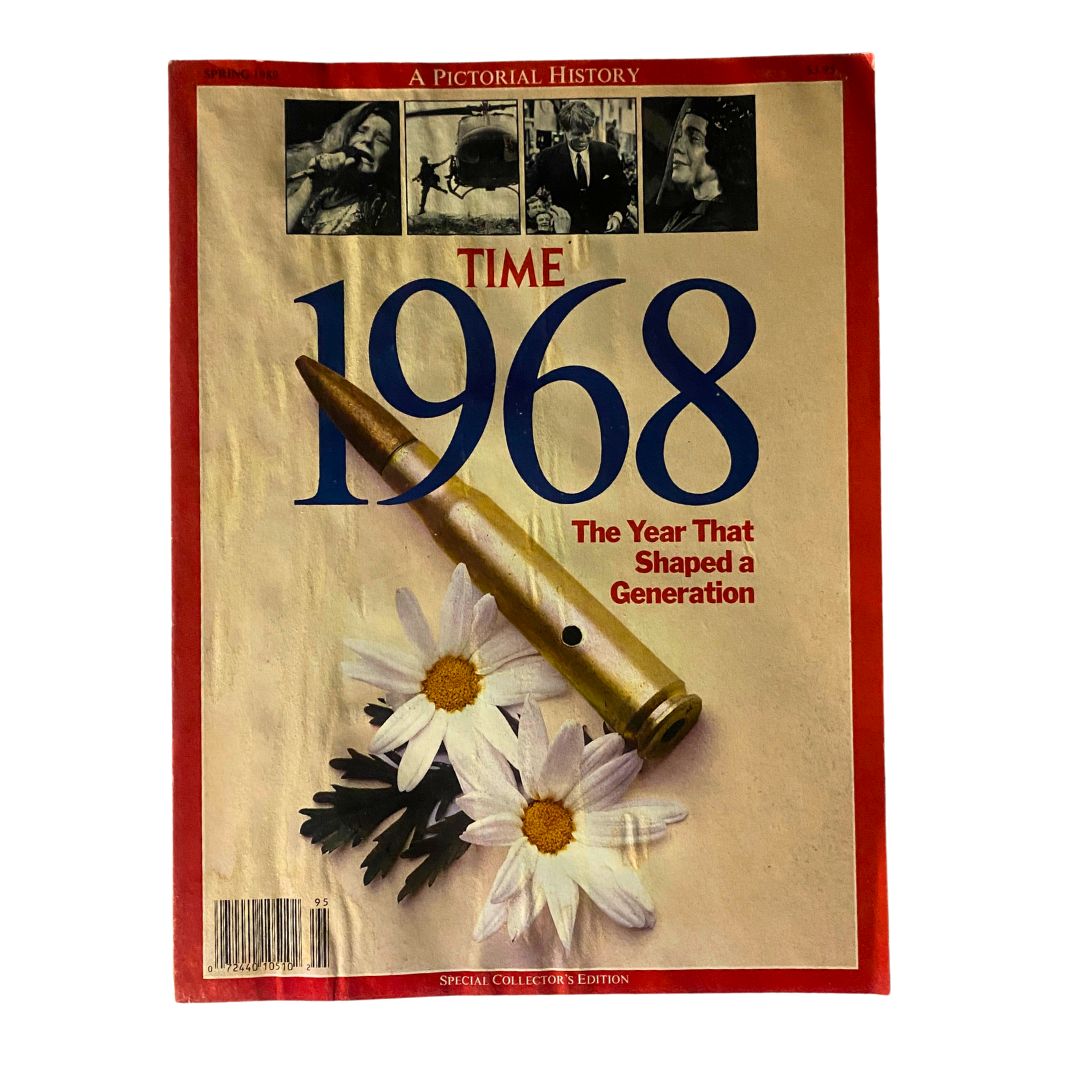 Vintage Time Magazine Spring 1989 featuring '1968: The Year That Shaped a Generation' cover with a historical design.