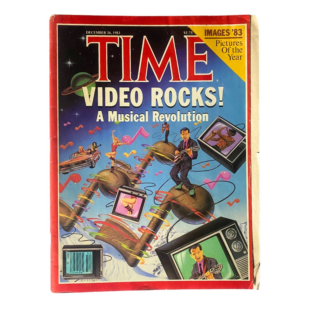 VTG Time Magazine December 26 1983 featuring the cover story 'Video Rocks: A Musical Revolution' showcasing the impact of music videos on pop culture.