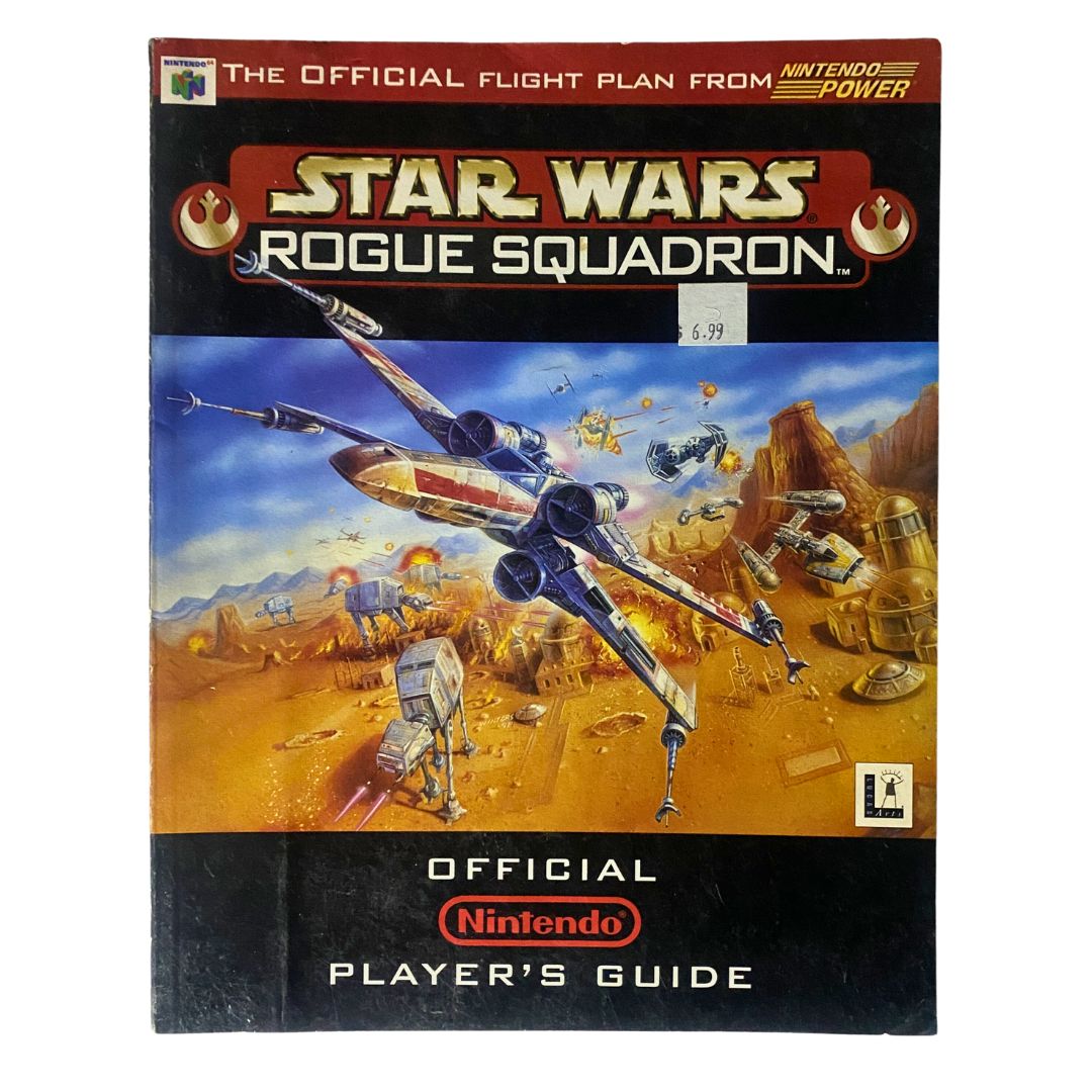 Nintendo Power Magazine 1998 Star Wars Rogue Squadron Guide cover featuring an X-Wing spacecraft engaging in battle on a desert planet.