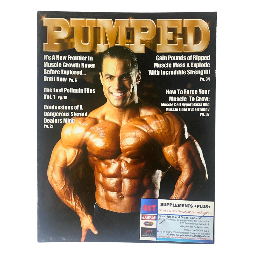 Cover of Pumped Magazine 2004 featuring Scott Wilson, showcasing a muscular man posing with fitness tips.
