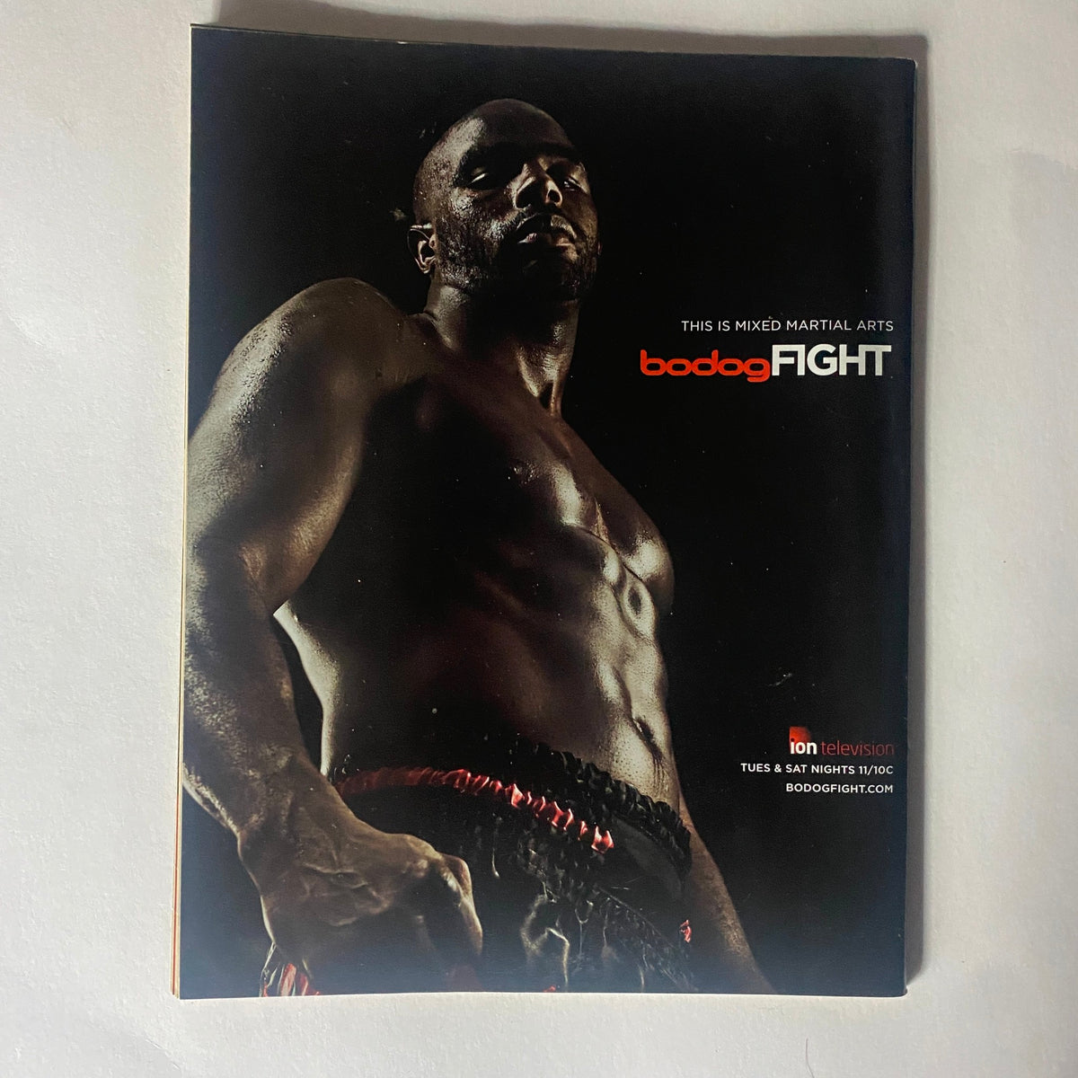 Back cover of Real Fighter Magazine 2007 Issue 15 with Bodog Fight advertisement, emphasizing mixed martial arts and featuring a muscular fighter.