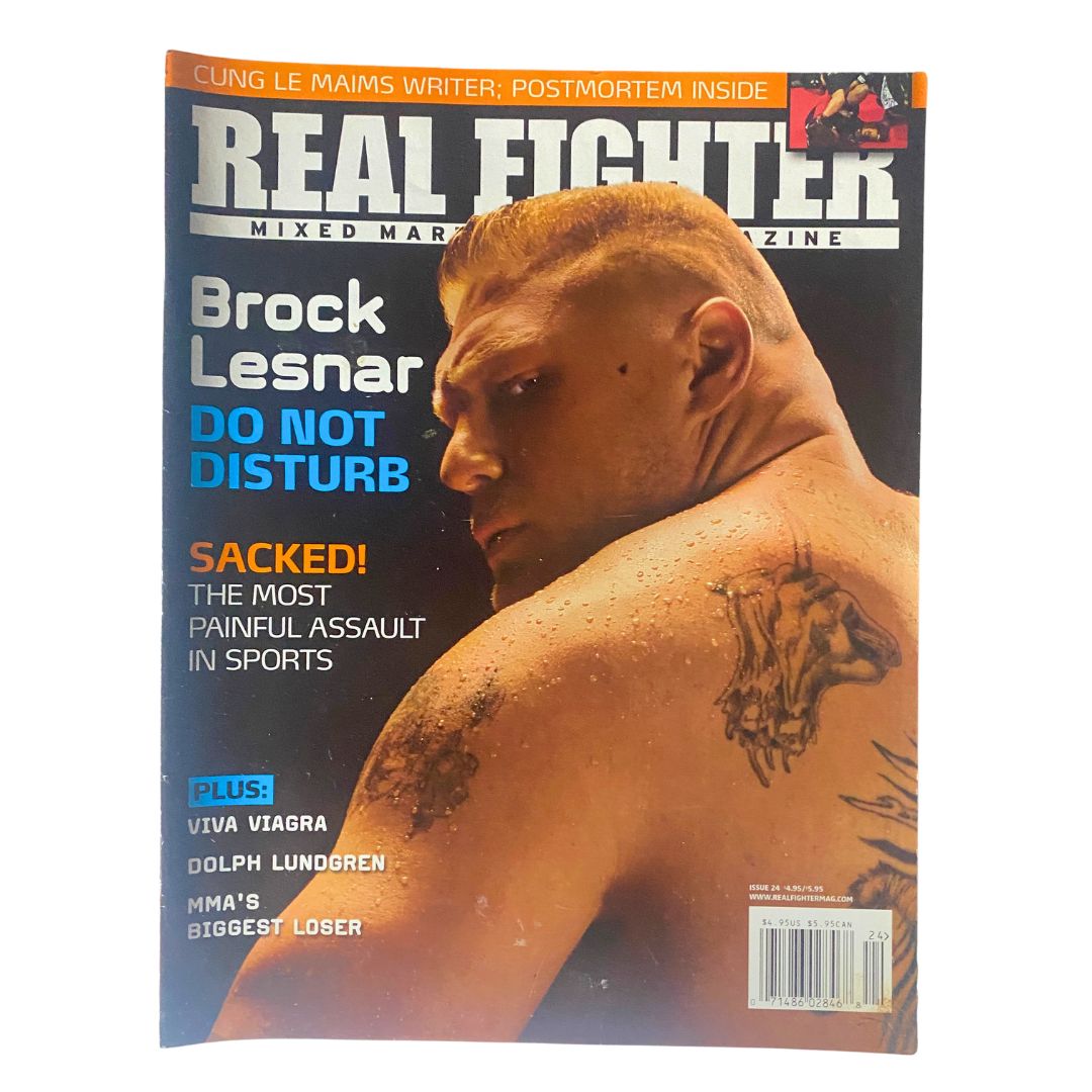 Cover of Real Fighter Magazine 2009 Issue 24 featuring Brock Lesnar, highlighting the mixed martial arts scene with visuals of Lesnar and bold text reading 'DO NOT DISTURB'.