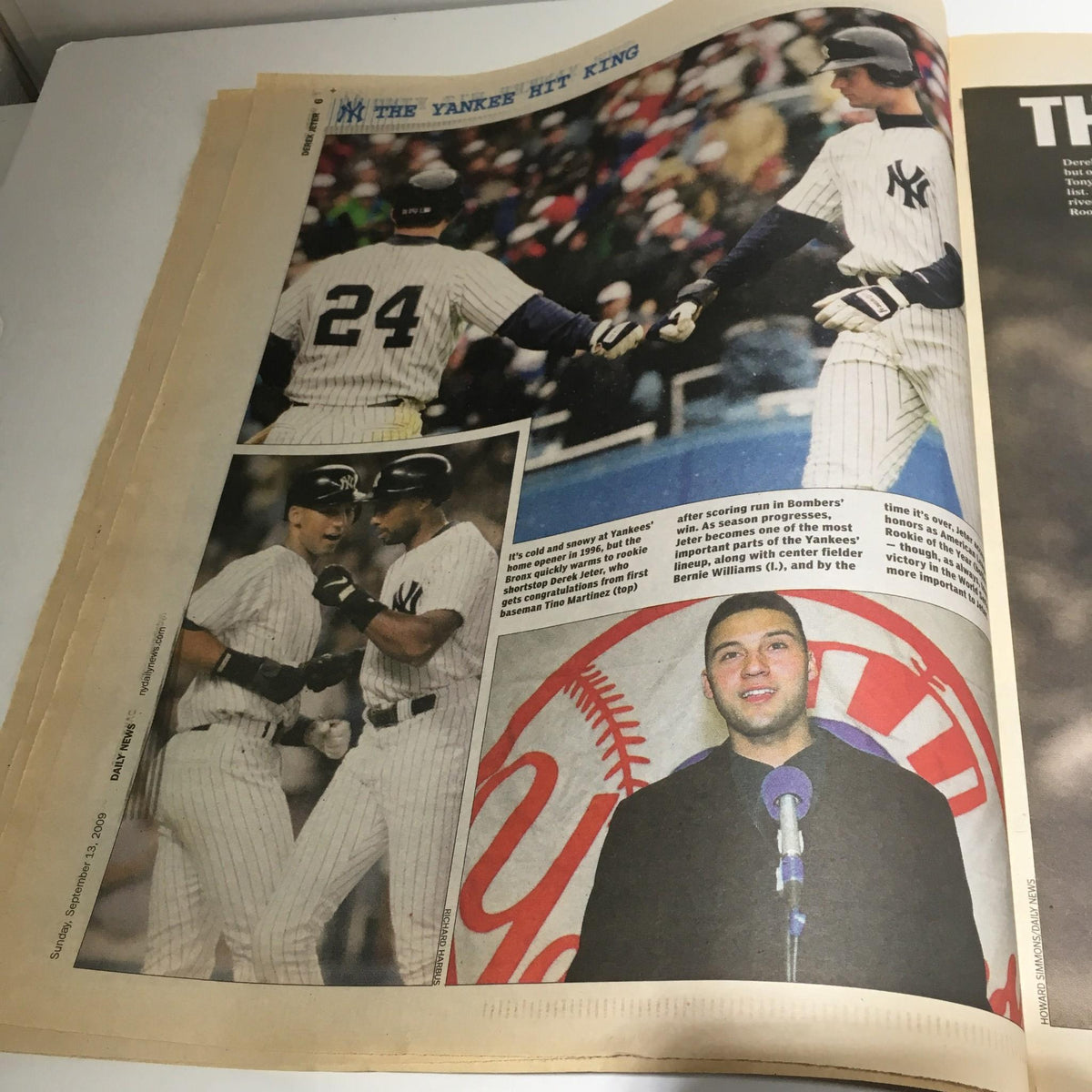 Images from the NY Daily News: Sept 12 2009, celebrating Derek Jeter's achievements with teammates and his impactful presence in Major League Baseball.