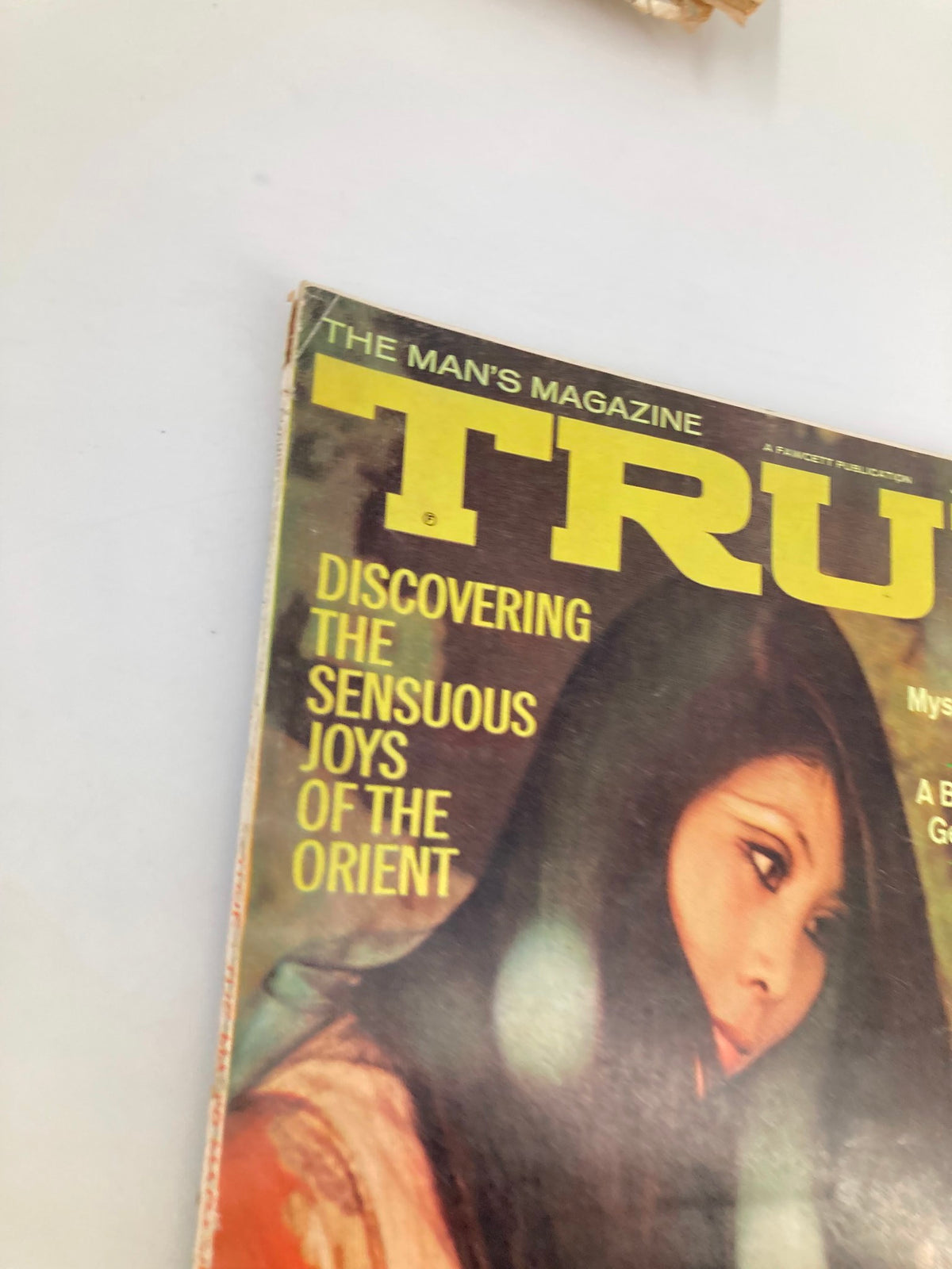 Cover of TRUE The Man's Magazine July 1968 featuring the headline 'Discovering the Sensuous Joys of the Orient' and a close-up image of a woman looking contemplative.