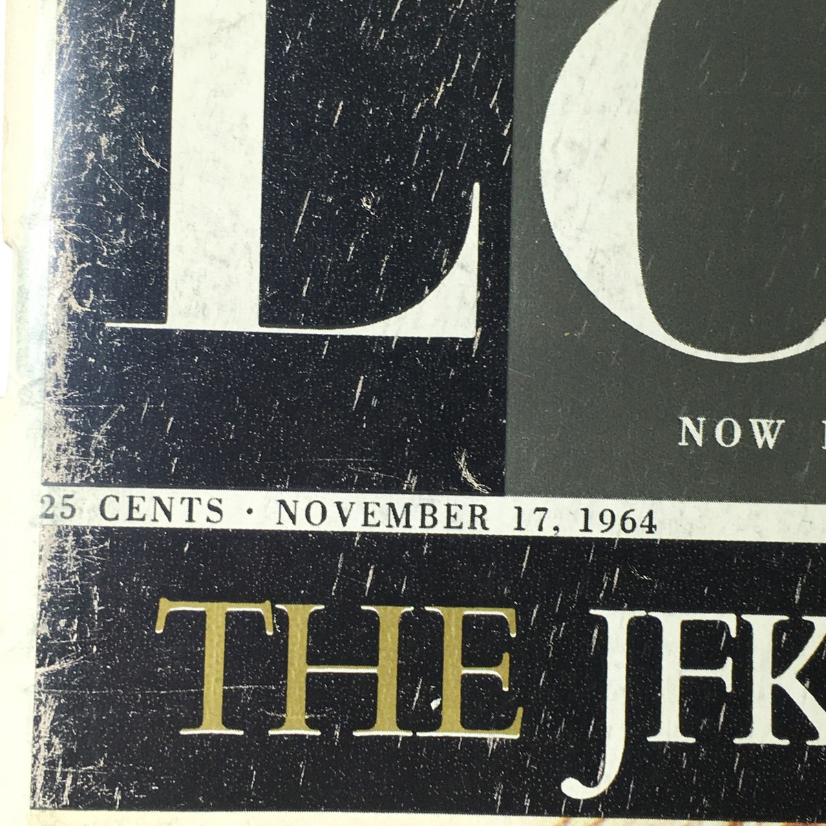 Close-up of the Look Magazine title and publication date - JFK Memorial Issue, November 17, 1964.