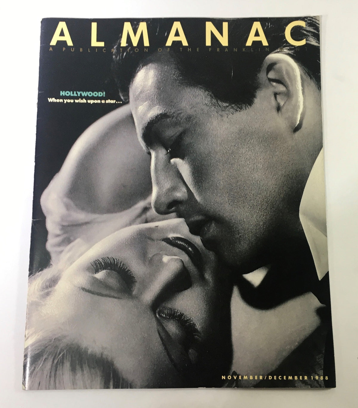 VTG Franklin Mint's Almanac November December 1988 featuring a classic Hollywood theme with a close-up of a couple in an intimate pose, showcasing the glamour of the era.