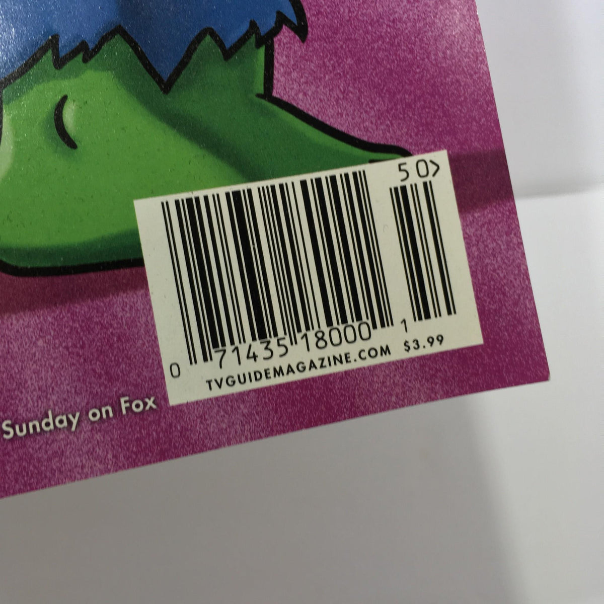 Bar code and pricing detail of the TV Guide issue from December 7-20, 2009, celebrating The Simpsons turning 20.