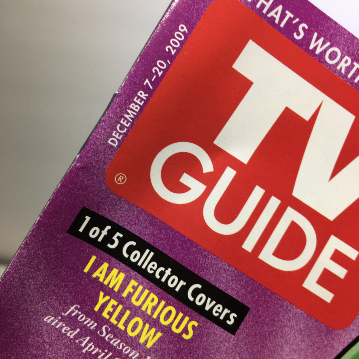 Close-up of the TV Guide title from the December 7-20, 2009 issue, featuring a tribute to The Simpsons turns 20, labeled as 1 of 5 collector covers.