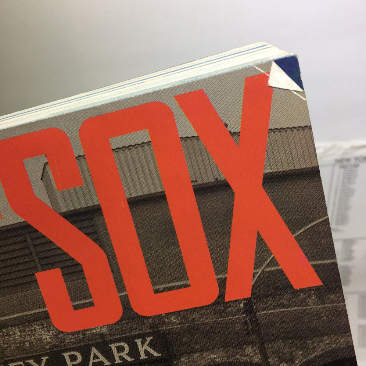 Close-up of the 2005 Chicago White Sox magazine highlighting the title 'SOX' with minor wear visible on the edge.