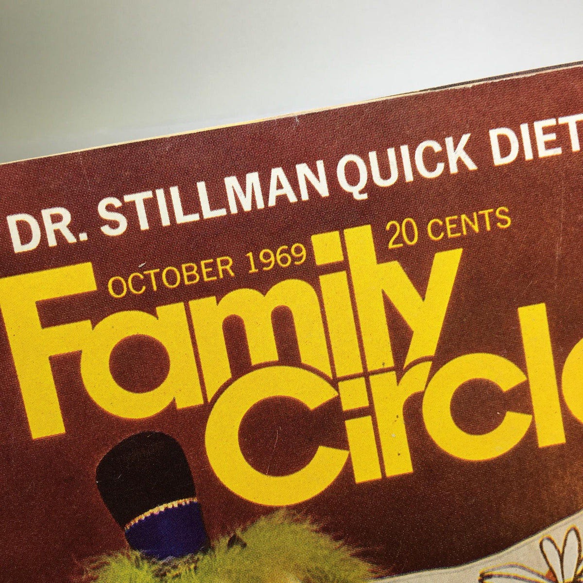 Close-up of the Family Circle Magazine title and issue date from October 1969, highlighting the Dr. Stillman Quick Diet.