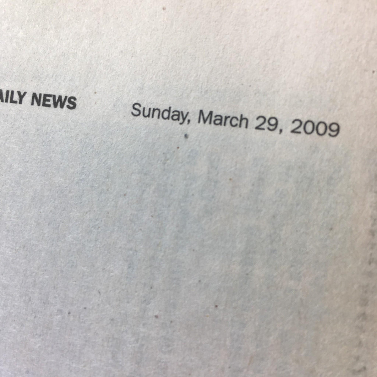 New York Daily News, March 29 2009, displaying the date on the front page, emphasizing its historic significance.