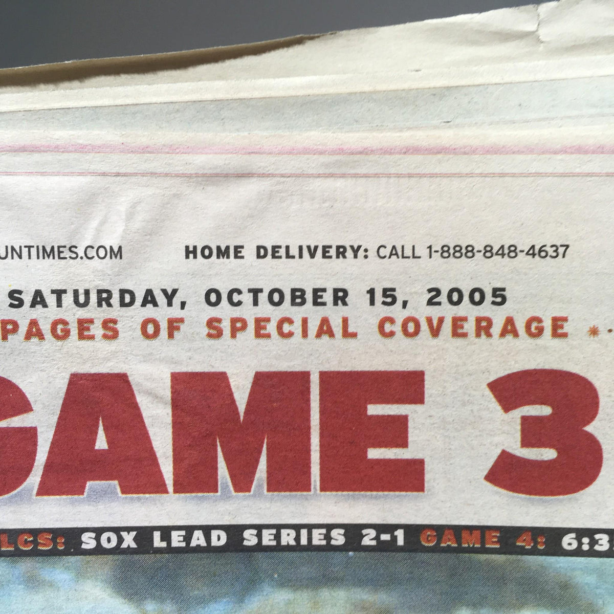 Chicago Sun-Times: Oct 15 2005 No-Doubter! Game 3 Chicago Whitesox World Series date and special coverage information.
