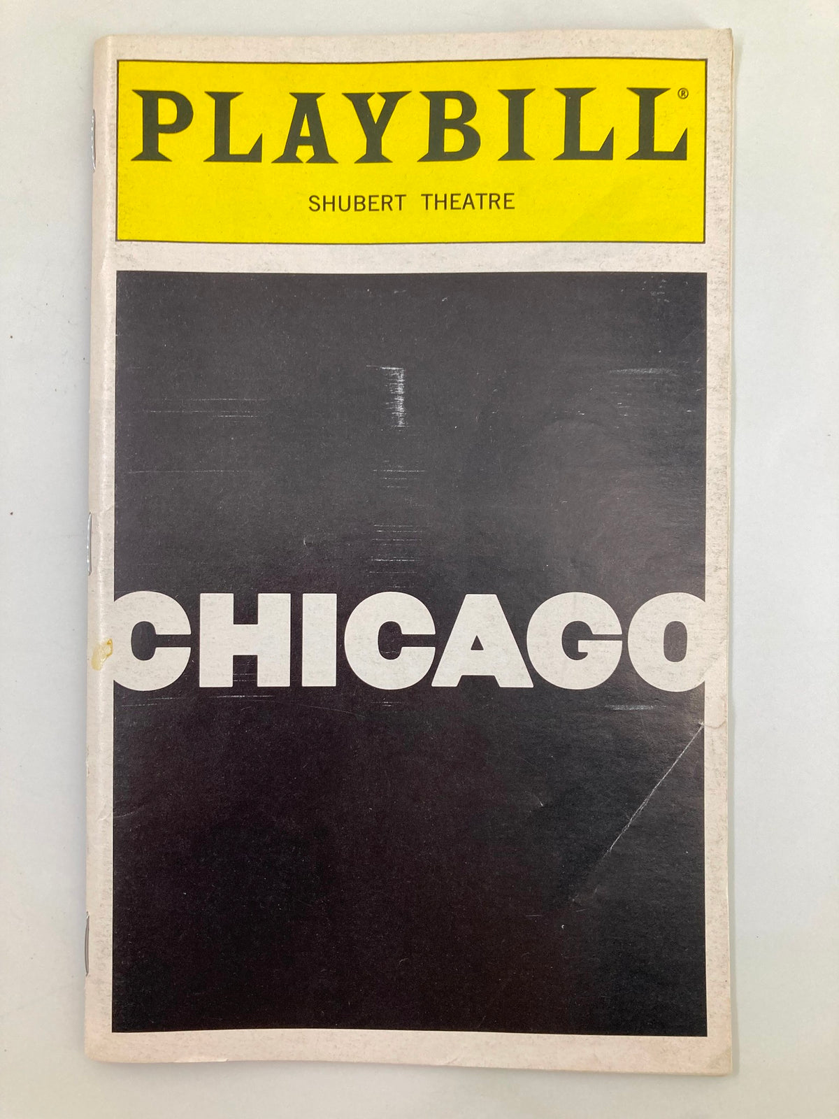 1997 Playbill for Chicago at the Sam S. Shubert Theatre featuring a bold black and white cover.