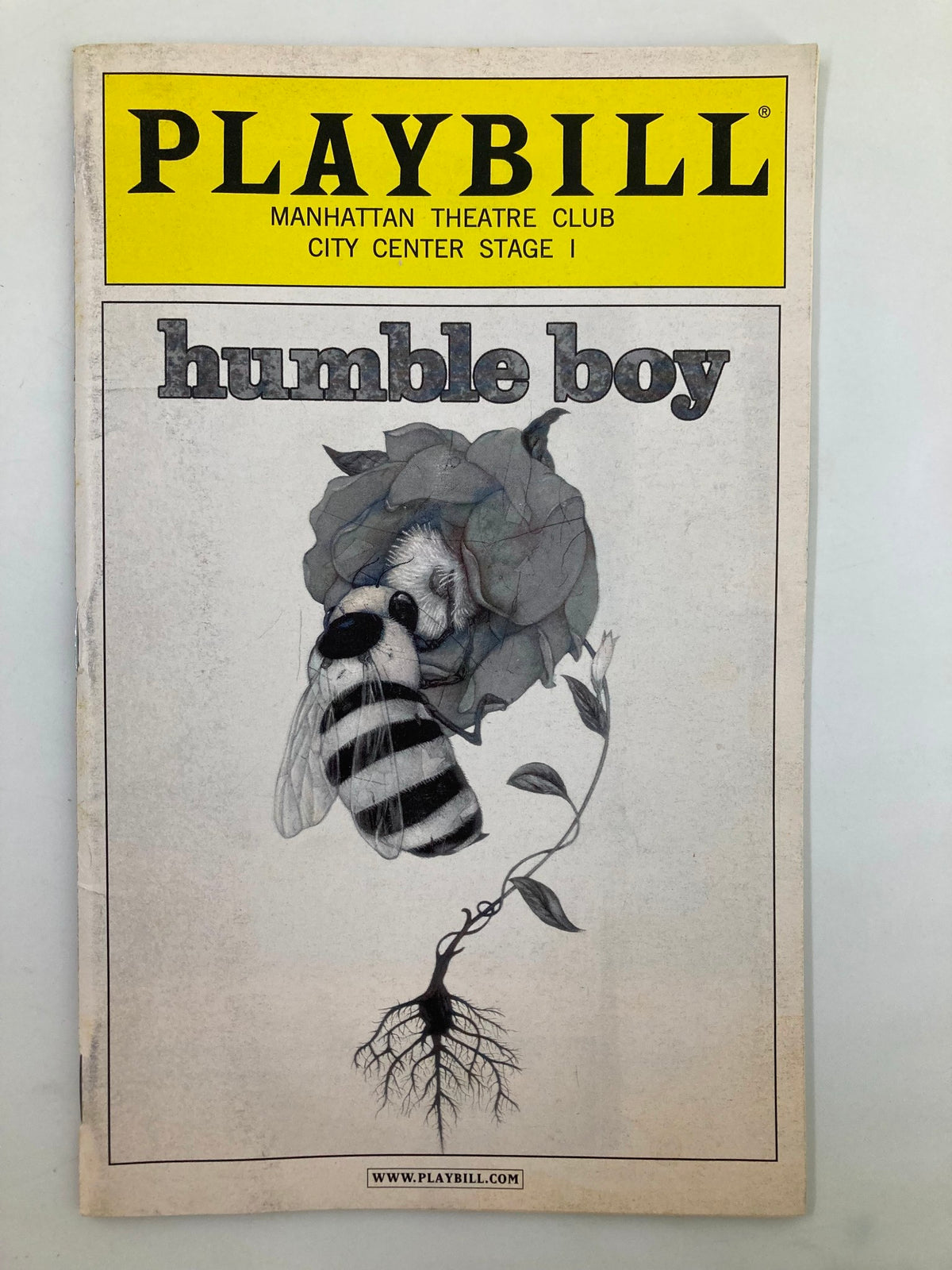 2003 Playbill Manhattan Theatre Club production of Humble Boy featuring artistic illustration with a bee and rose design.