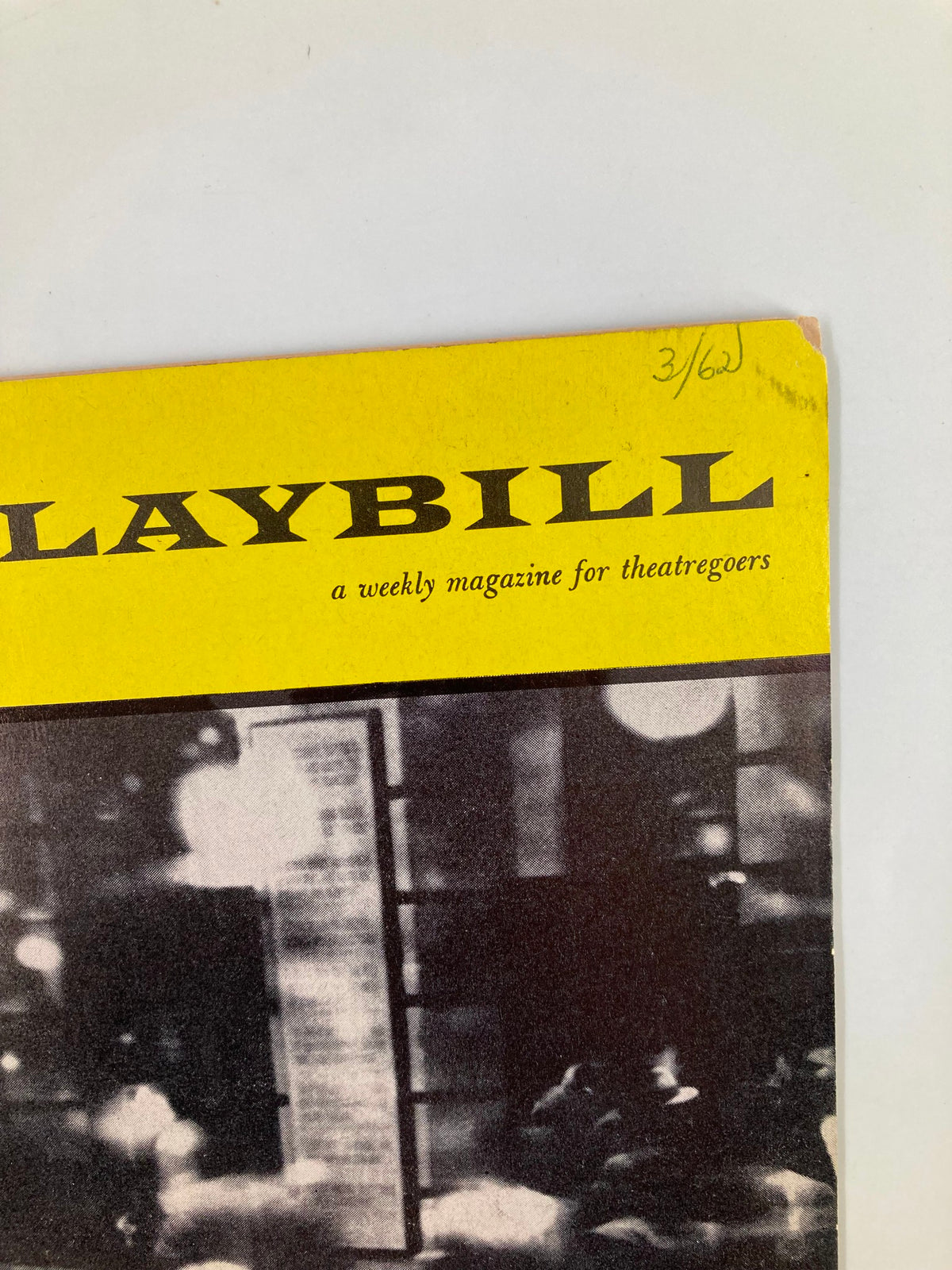 Cover of the 1962 Playbill featuring the title 'LAYBILL' and an intriguing black-and-white visual, associated with the performance of 'Sunday in New York' starring Pat Stanley.