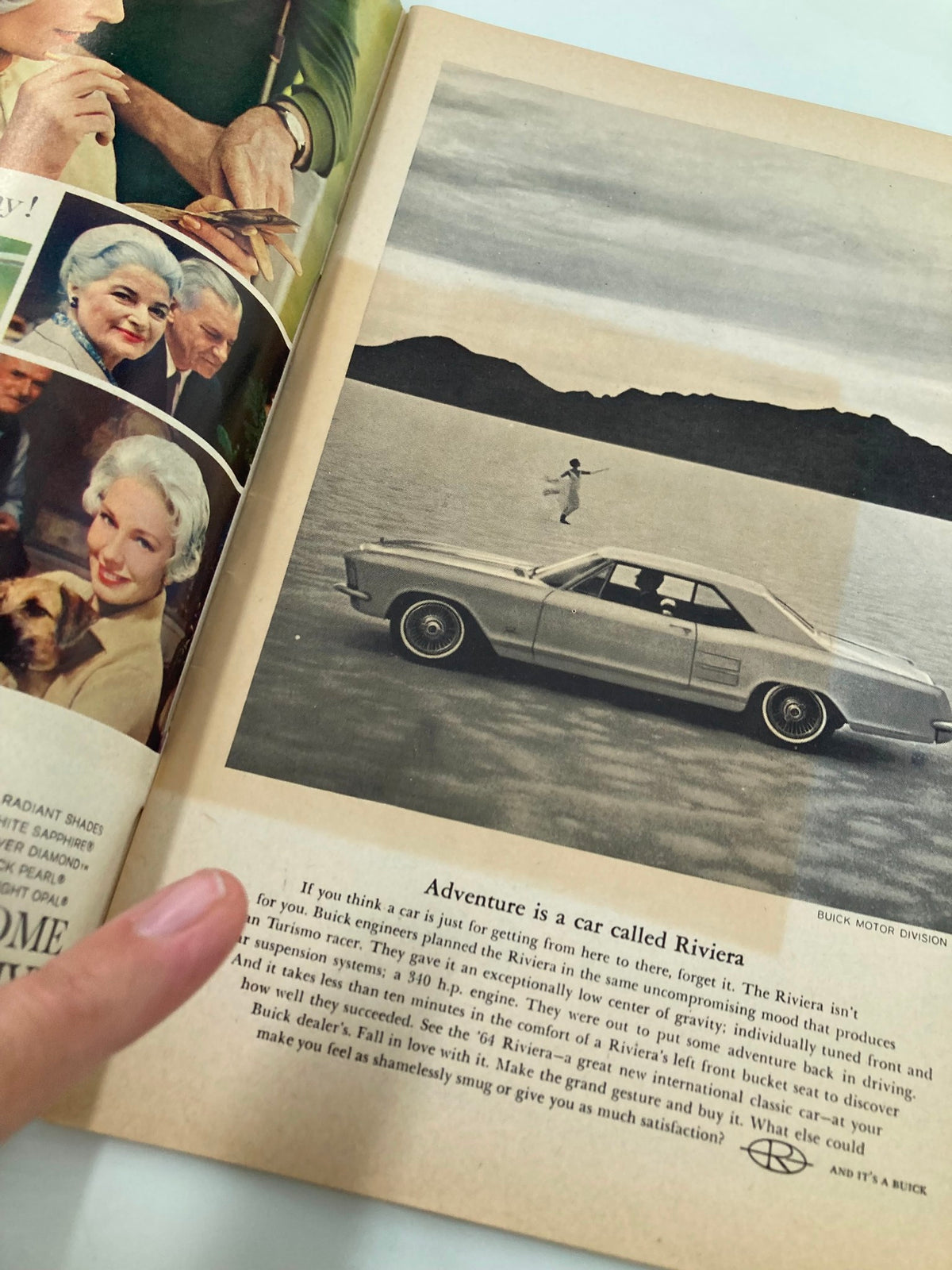 Inside page of a 1964 Playbill with an advertisement for the Riviera car, highlighting vintage marketing from the era.