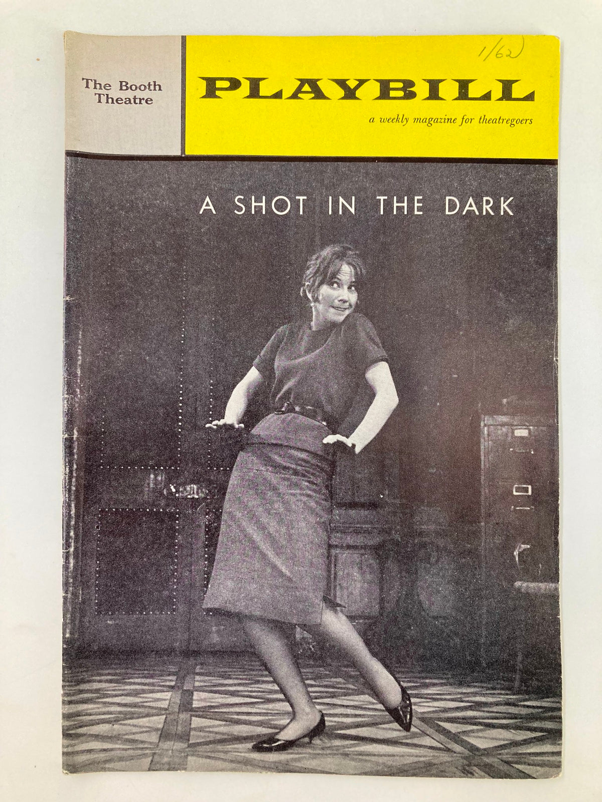 1962 Playbill The Booth Theatre featuring Julie Harris in A Shot in the Dark, showcasing a vintage cover with black and white photography.