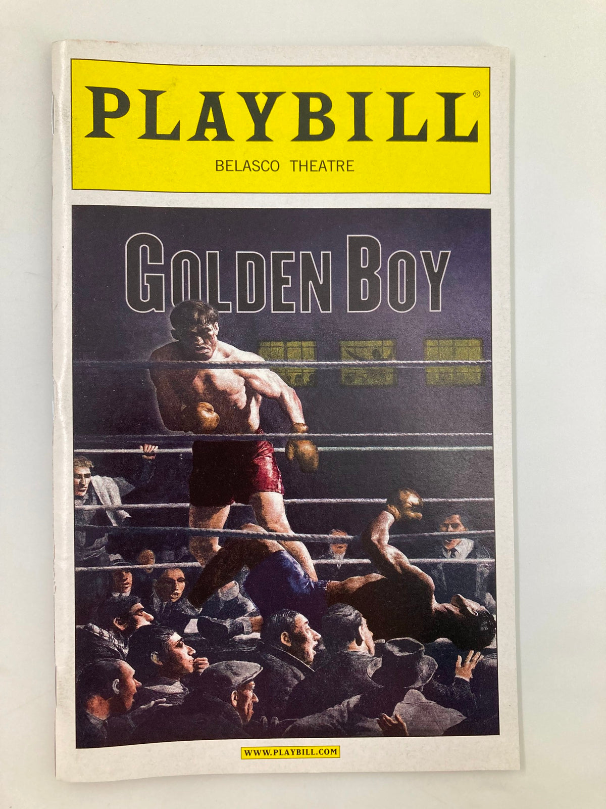 2012 Playbill for Golden Boy at Belasco Theatre, featuring a dramatic cover illustration of a boxing scene.