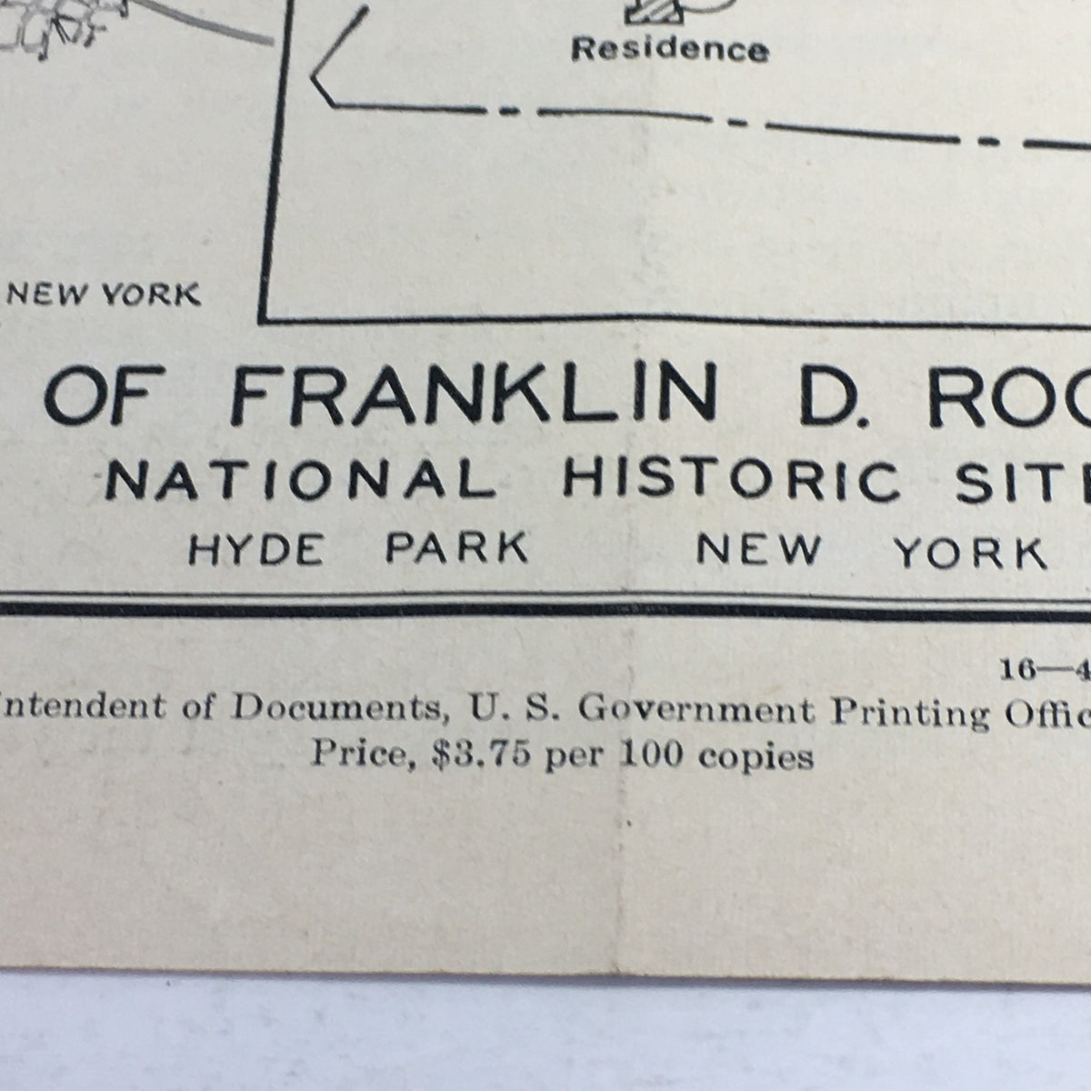 Detailed view of the Home of Franklin D. Roosevelt National Historic Site title, part of the 1951 brochure reprint.