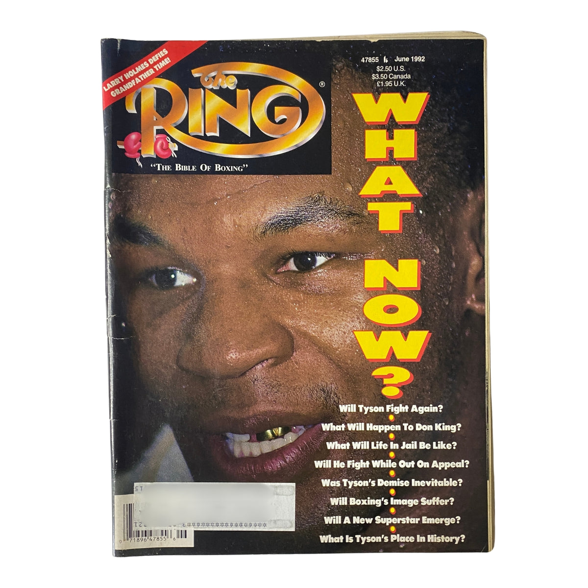 The Ring Magazine June 1992 Mike Tyson Cover in very good condition, featuring bold text questioning Tyson's future in boxing, with a striking image of Mike Tyson.