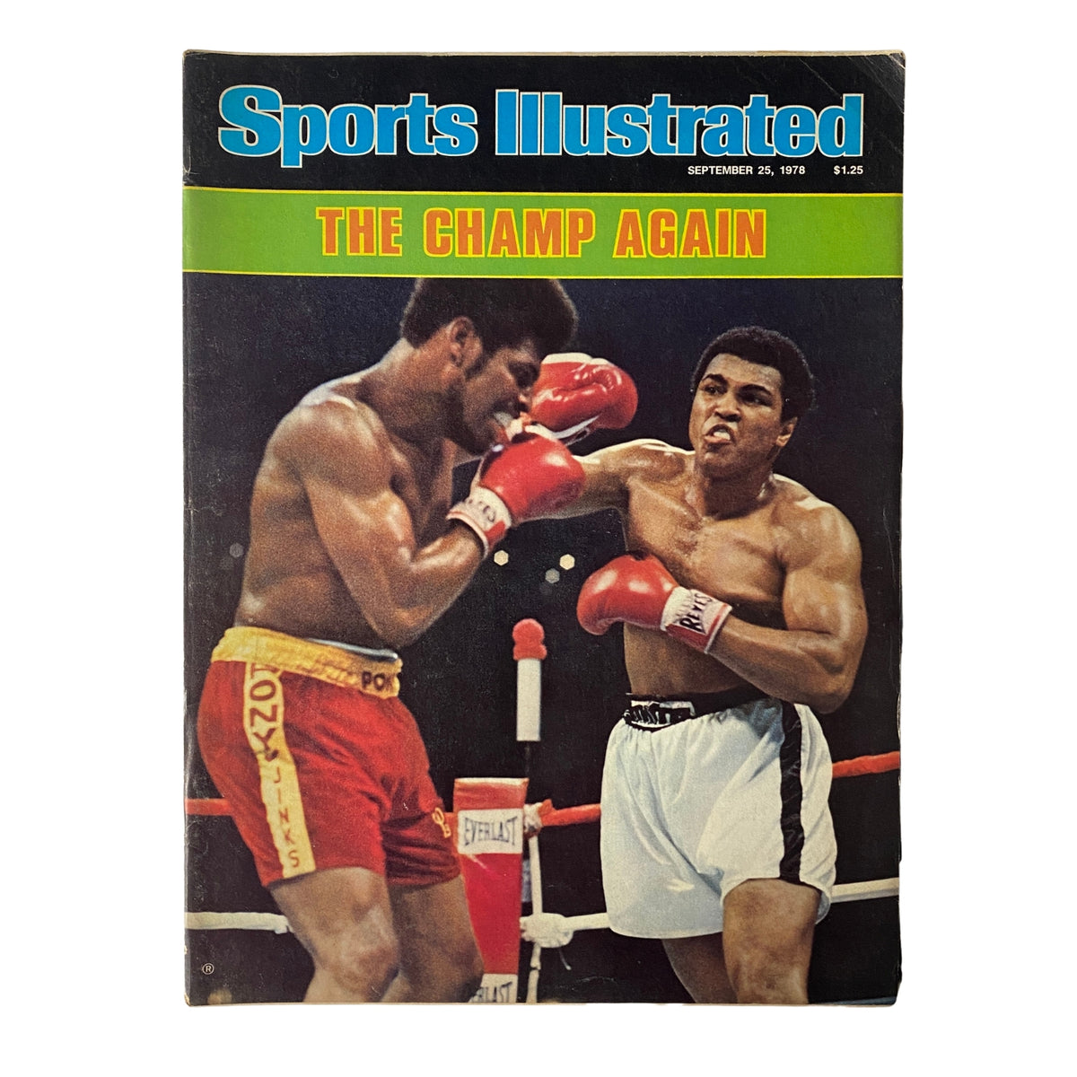 Sports Illustrated Magazine September 25, 1978 cover featuring Muhammad Ali in a boxing match, highlighting his victory over Leon Spinks, in very good condition.