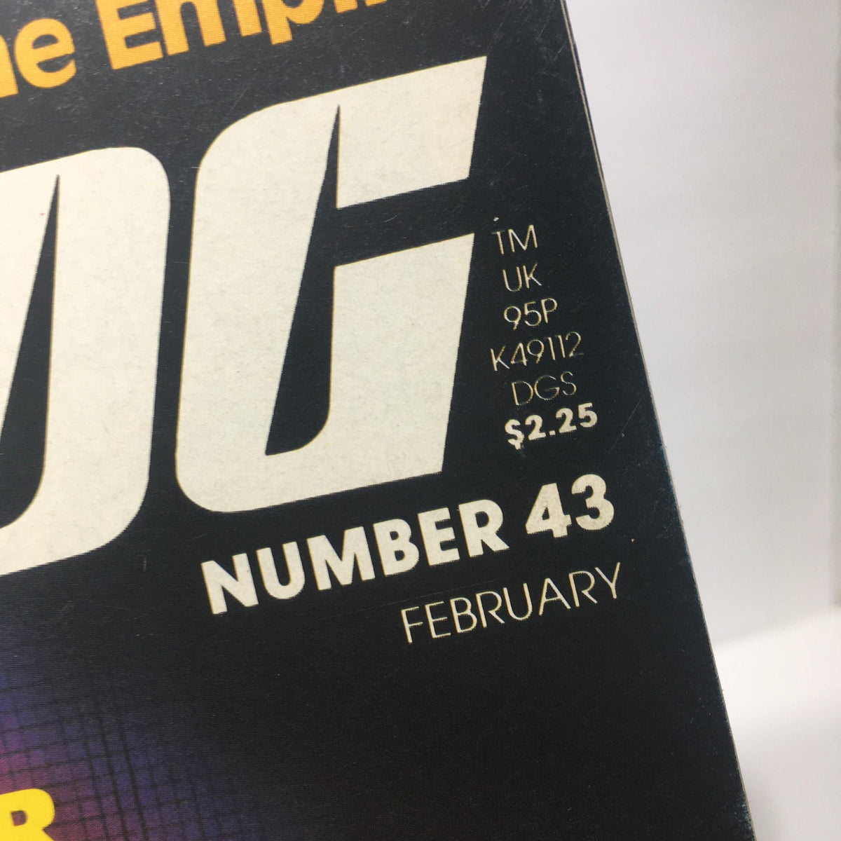 Close-up of Starlog Magazine Number 43 detailing the issue number and price, highlighting its release in February.