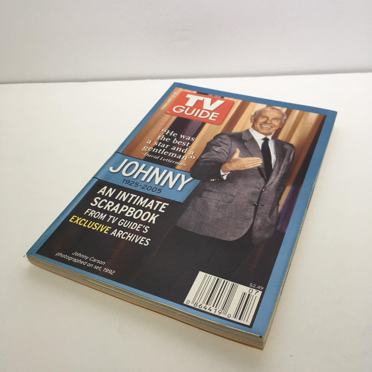 TV Guide February 13-19 2005 featuring Johnny Carson on the cover, celebrating his contributions to television.