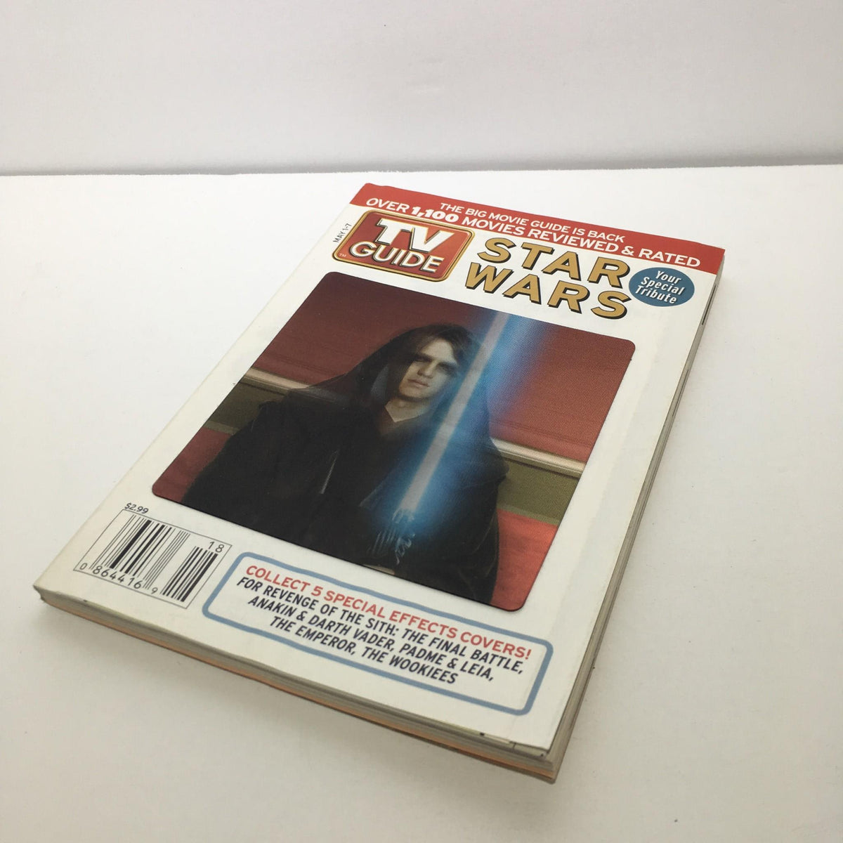 TV Guide with Hayden Christensen on the cover from May 1-7, 2005 depicting Star Wars themes, featuring a special effects lightsaber scene.