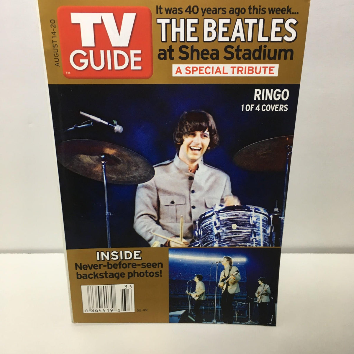 TV Guide August 14-20 2005 featuring The Beatles and Ringo Starr, showcasing Ringo on the cover as one of four special covers, celebrating the 40th anniversary of their Shea Stadium performance.